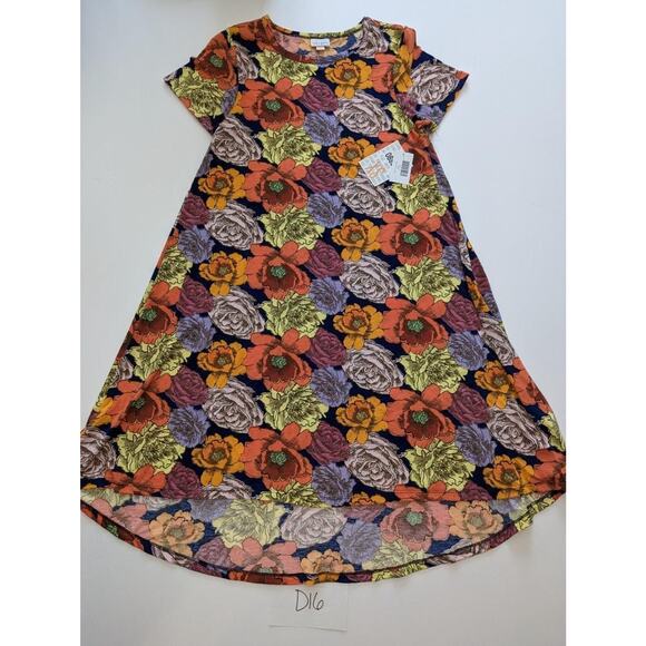 LuLaRoe Carly Swing Dress Size XSmall NWT Blue w/Flowers -0123D16 - Picture 1 of 2